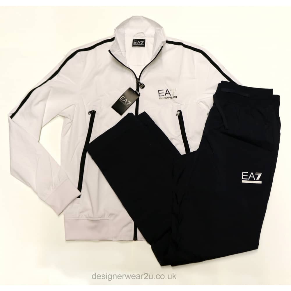 White on sale ea7 tracksuit